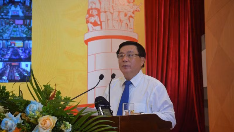Giám đốc Học viện Chính trị Quốc gia Hồ Chí Minh Nguyễn Xuân Thắng phát biểu đề dẫn khai mạc hội thảo.