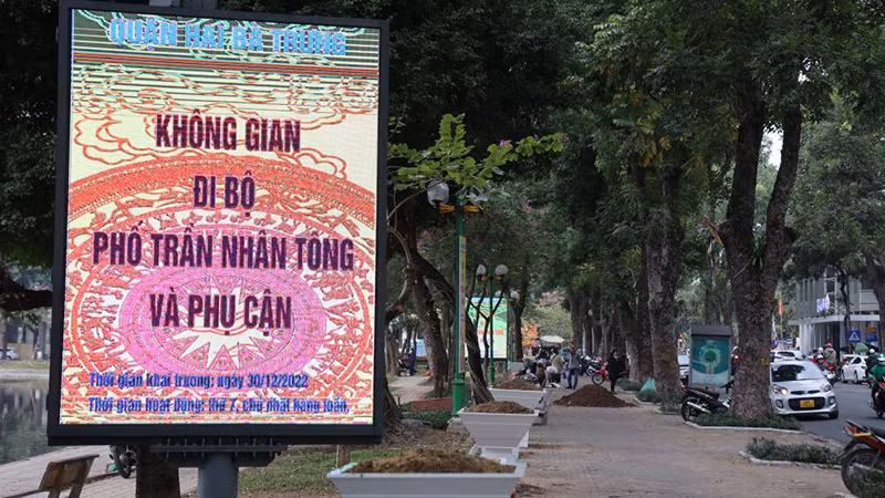 Phố đi bộ Trần Nhân Tông, đoạn từ ngã ba Trần Bình Trọng - Trần Nhân Tông đến ngã ba Quang Trung - Trần Nhân Tông. (Ảnh: Internet)