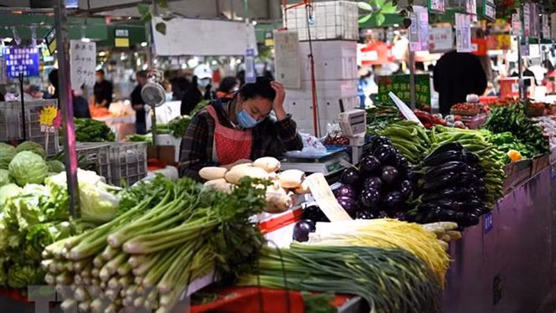 Cảnh vắng vẻ tại 1 chợ ở Bắc Kinh, Trung Quốc. (Ảnh: AFP/TTXVN)