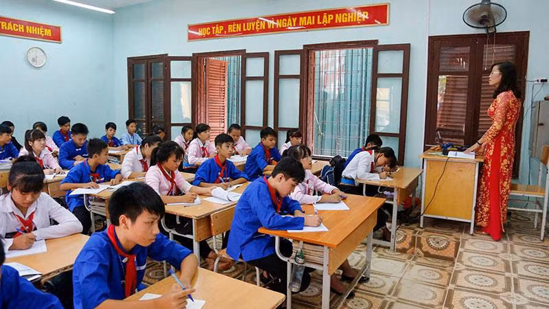 Giờ học của học sinh Trường dân tộc nội trú huyện Ba Vì, Hà Nội. (Ảnh: Duy Linh) 