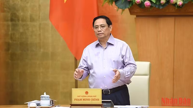 Thủ tướng Phạm Minh Chính phát biểu tại phiên họp. (Ảnh: TRẦN HẢI)
