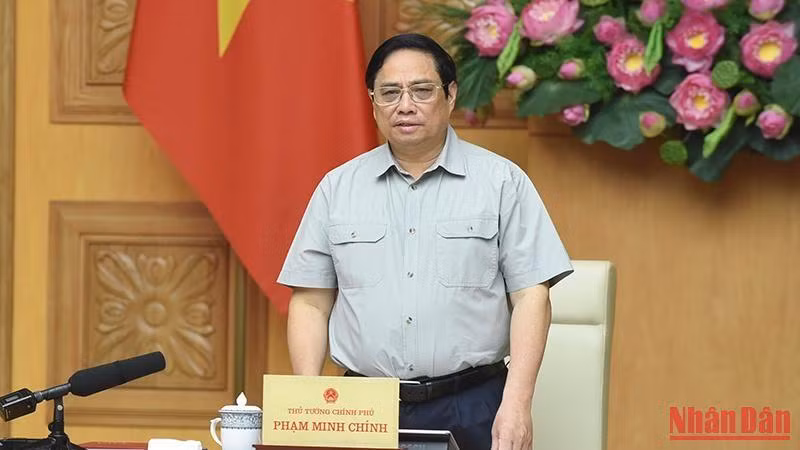 Thủ tướng Phạm Minh Chính phát biểu tại cuộc họp. (Ảnh: TRẦN HẢI)