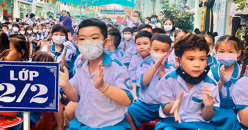 Học sinh Trường tiểu học Kim Đồng, TP Bạc Liêu (tỉnh Bạc Liêu) tưng bừng vào năm học mới. Học sinh Trường tiểu học Kim Đồng, TP Bạc Liêu (tỉnh Bạc Liêu) tưng bừng vào năm học mới.
