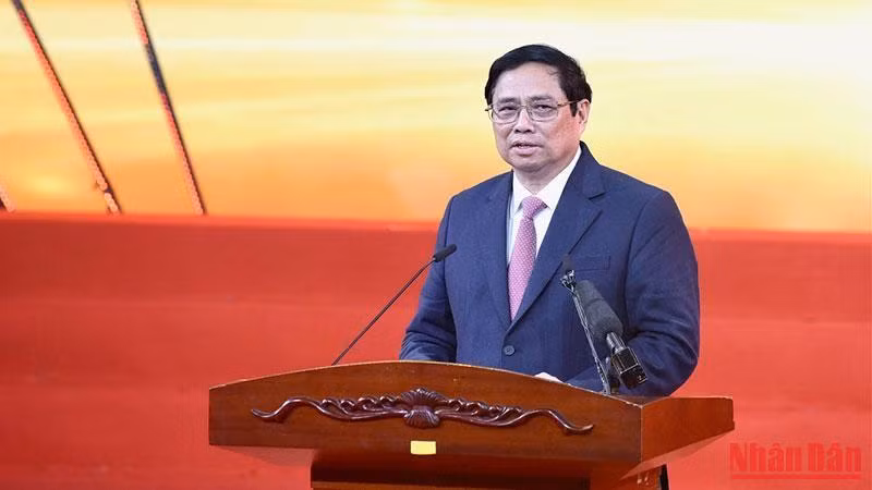 Thủ tướng Phạm Minh Chính phát biểu tại Lễ kỷ niệm. (Ảnh: TRẦN HẢI)