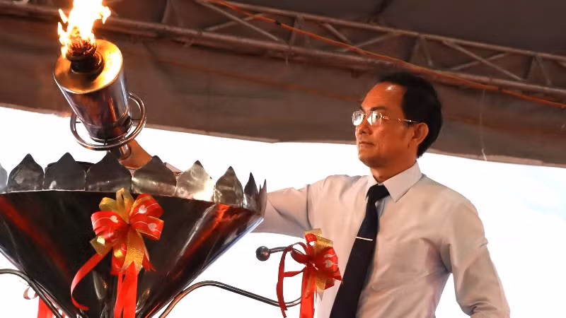 Ông Võ Văn Chánh trong một sự kiện khi đang giữ chức Bí thư Thành ủy Biên Hòa.