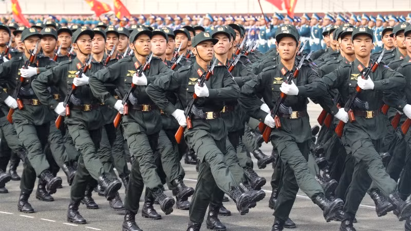 Khối Cảnh sát cơ động tham gia tổng hợp luyện.