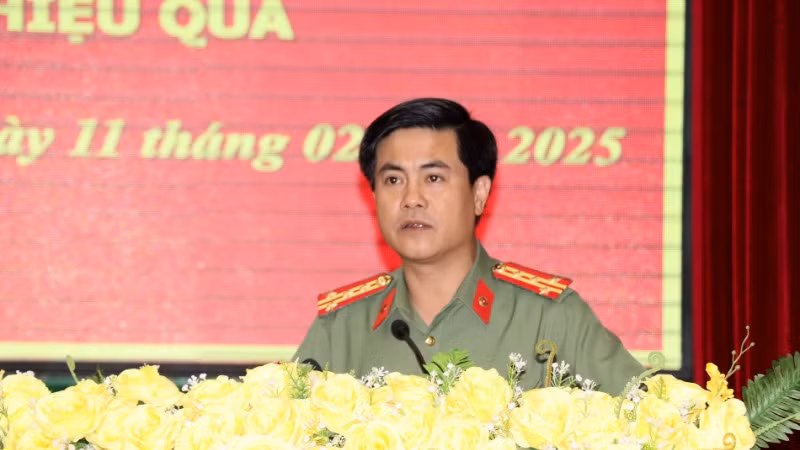 Đại tá Nguyễn Đức Hải, Giám đốc Công an tỉnh Đồng Nai phát biểu tại buổi lễ.