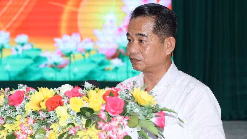 Đồng chí Thái Bảo, Phó Bí thư Tỉnh ủy, Chủ tịch Hội đồng nhân dân tỉnh Đồng Nai phát biểu tại buổi lễ.