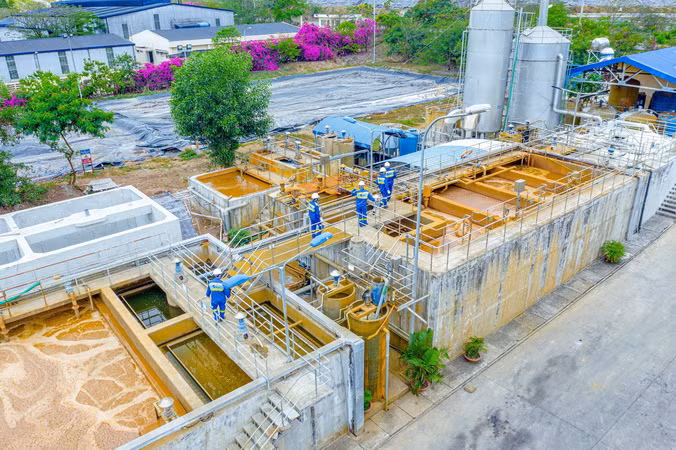 Trạm xử lý nước thải của Khu xử lý chất thải Quang Trung.