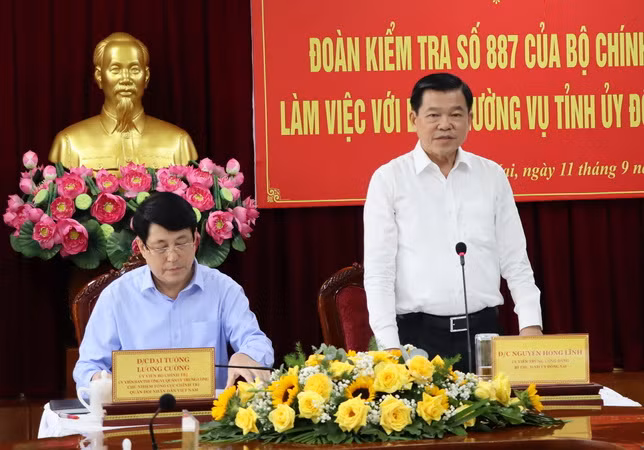 Bí thư Tỉnh ủy Đồng Nai Nguyễn Hồng Lĩnh phát biểu tại buổi kiểm tra.