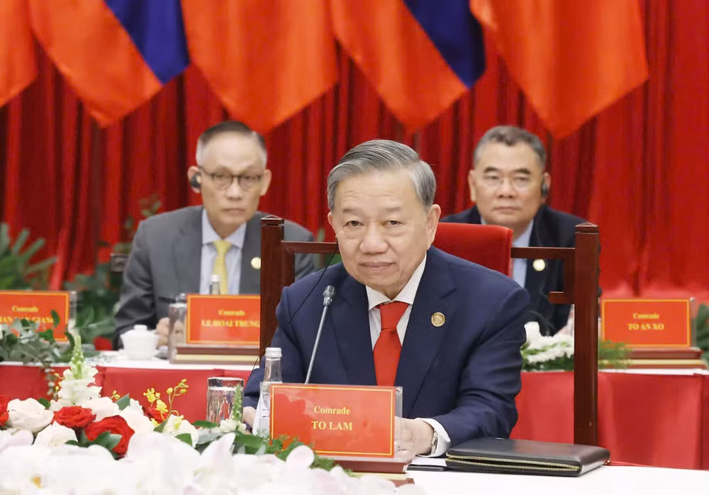 Tổng Bí thư Tô Lâm tại Cuộc gặp. (Ảnh: TTXVN)