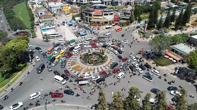 Khu vực trung tâm thành phố Đà Lạt mùa du lịch.
