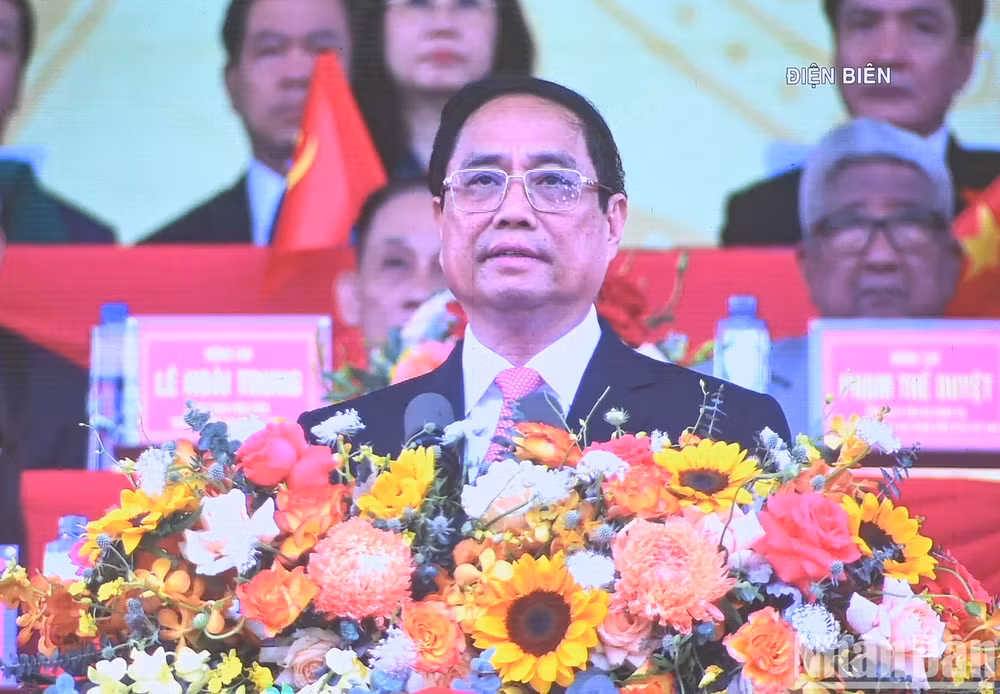 Thủ tướng Chính phủ Phạm Minh Chính đọc diễn văn tại Lễ kỷ niệm.
