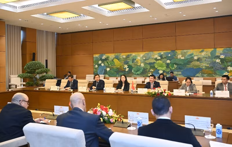 Tổng Thư ký, Chủ nhiệm Văn phòng Quốc hội Bùi Văn Cường phát biểu tại cuộc hội đàm. (Ảnh Duy Linh)