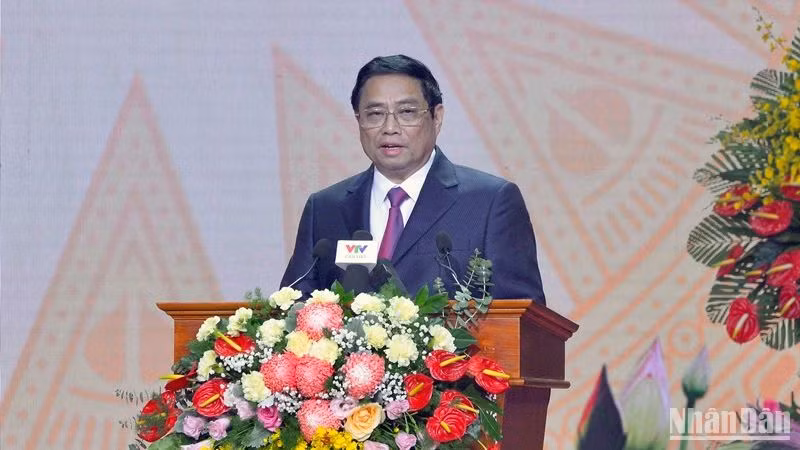 Thủ tướng Phạm Minh Chính đọc diễn văn tại Lễ kỷ niệm.
