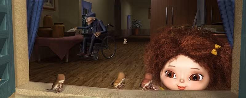 Cảnh phim “Cô bé tóc xù”. Cảnh phim “Cô bé tóc xù”.