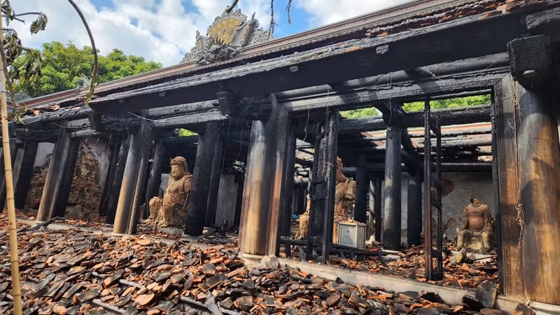 Chùa Phổ Quang (Phú Thọ) bị thiệt hại sau vụ hỏa hoạn. (Ảnh: Cục Di sản văn hóa)
