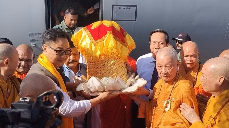 Xá lợi Đức Phật Thích Ca Mâu Ni đã đến Thành phố Hồ Chí Minh. (Ảnh: Bộ Văn hóa Ấn Độ)