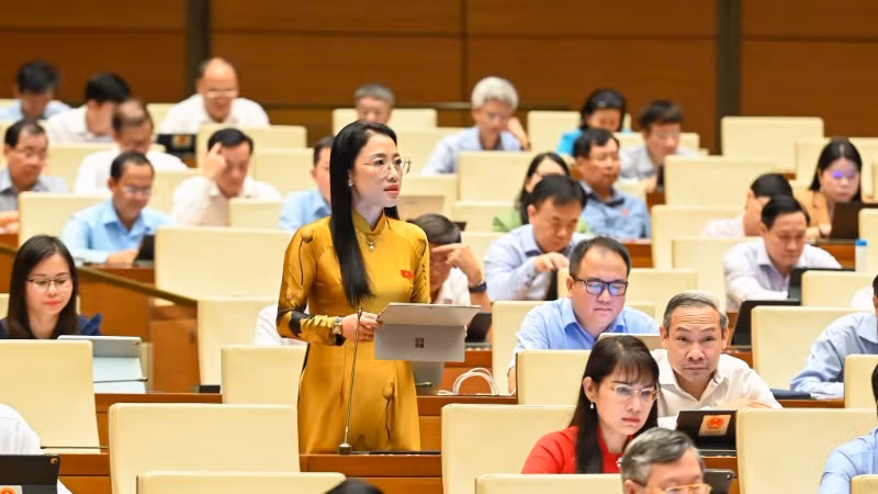 Đại biểu Trần Khánh Thu (Đoàn Thái Bình). (Ảnh: BÙI GIANG)