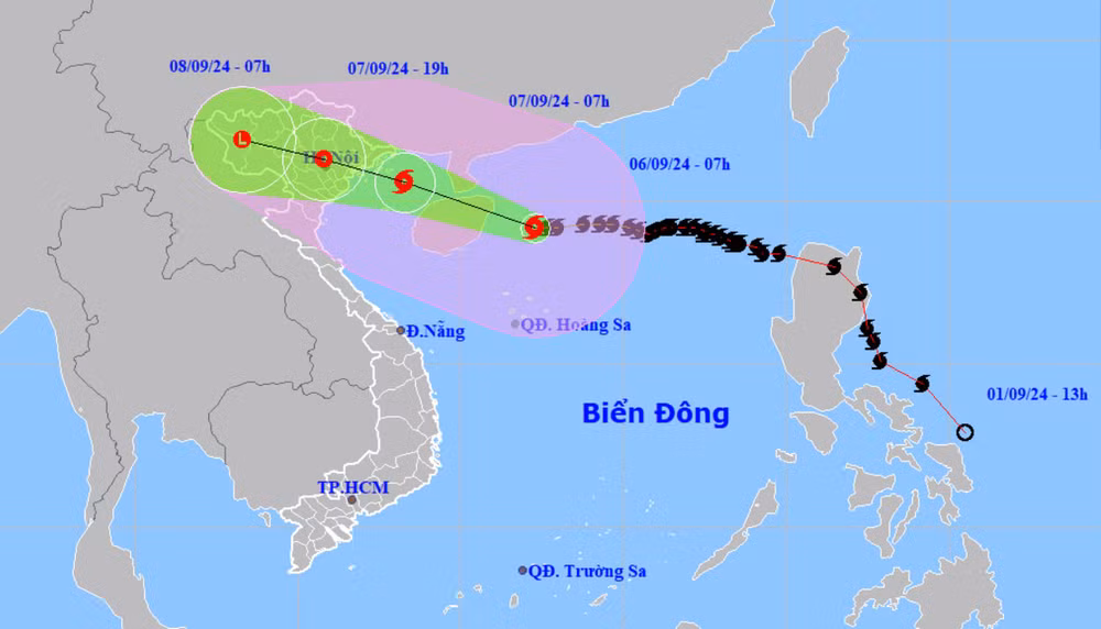 Dự kiến đường đi của bão số 3.