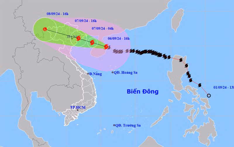 Vị trí và hướng di chuyển của bão số 3. (Nguồn: nchmf.gov.vn)