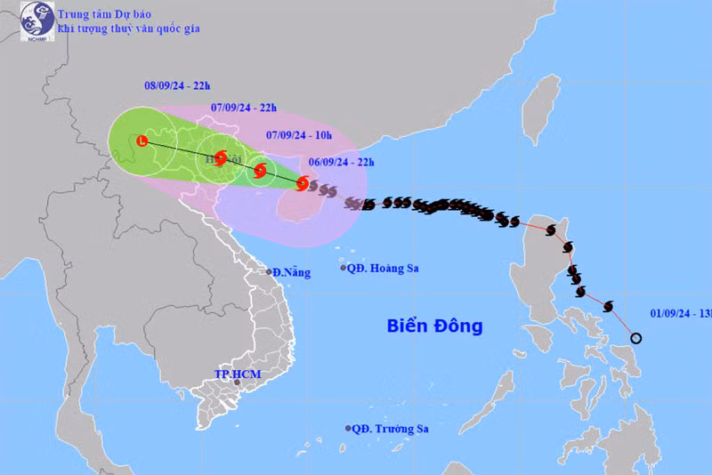 Vị trí và hướng di chuyển của bão số 3. (Nguồn: nchmf.gov.vn)