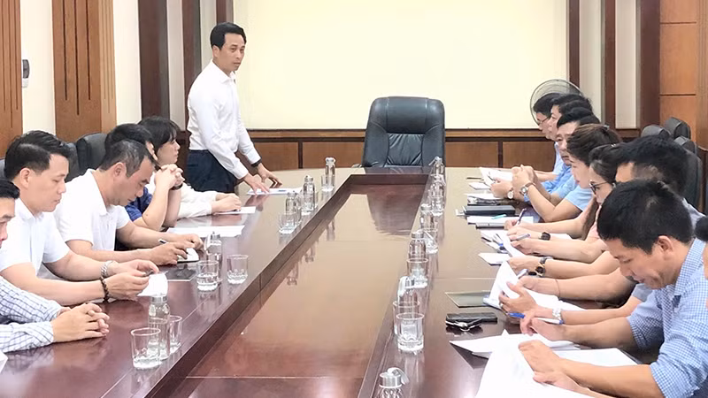 Ông Nguyễn Ánh Dương - Giám đốc Trung tâm Xúc tiến Đầu tư, Thương mại, Du lịch thành phố Hà Nội phát biểu tại buổi làm việc (Ảnh: HPA)