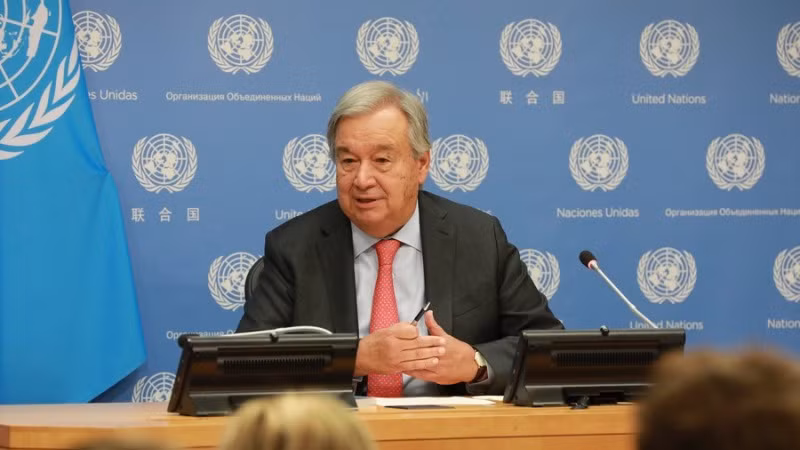 Ông Antonio Guterres phát biểu trong một buổi họp báo tại Trụ sở Liên hợp quốc ở New York, Mỹ. (Ảnh: Tân Hoa xã)