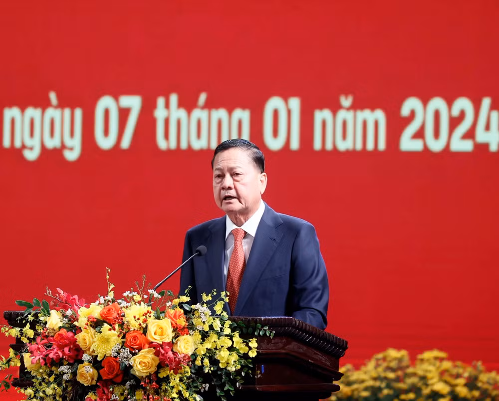 Phó Thủ tướng thứ nhất Chính phủ Hoàng gia Campuchia Neth Savoeun phát biểu. Ảnh: Thống Nhất/TTXVN
