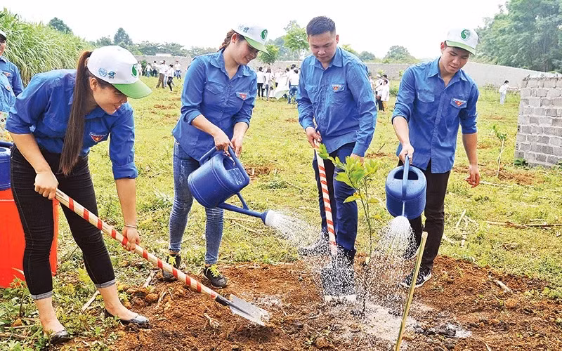 Hưởng ứng Tết trồng cây ở Yên Bái. Ảnh: H.Q