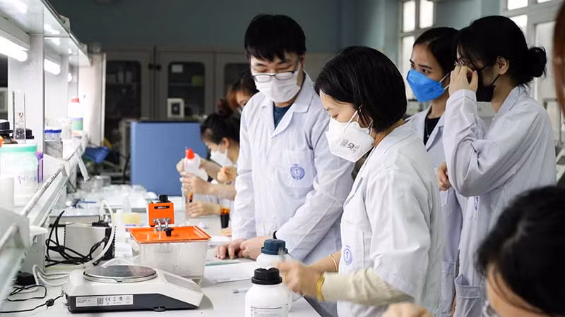 Hoạt động nghiên cứu thực hành của giảng viên, sinh viên Đại học Quốc gia Hà Nội. (Ảnh QUỐC TOẢN)