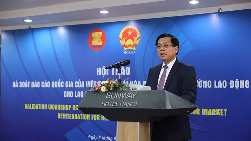 Thứ trưởng Nguyễn Bá Hoan phát biểu tại hội thảo. (Ảnh: Molisa) Thứ trưởng Nguyễn Bá Hoan phát biểu tại hội thảo. (Ảnh: Molisa)