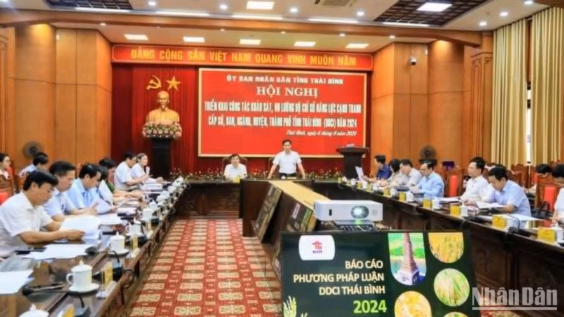 Quang cảnh Hội nghị triển khai DDCI của Ủy ban nhân dân tỉnh Thái Bình.