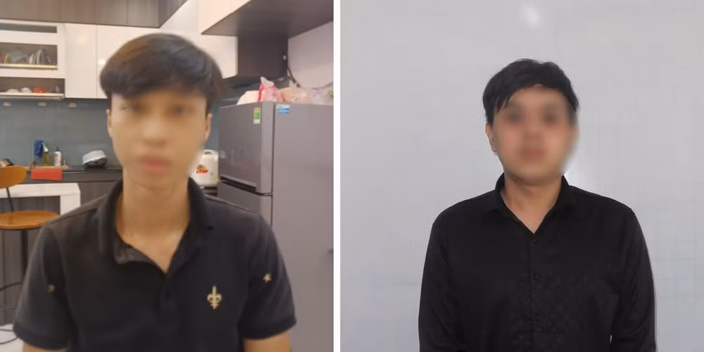 Đối tượng Minh và Phúc tại cơ quan công an. (Ảnh: Công an cung cấp) 