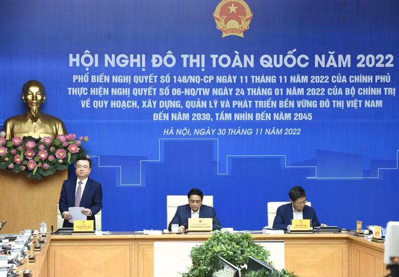Bộ trưởng Xây dựng Nguyễn Thanh Nghị phát biểu tại hội nghị.