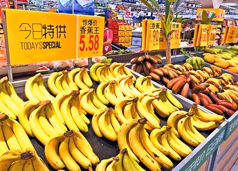 Chuối được bày bán ở một siêu thị Trung Quốc. (Ảnh minh họa)