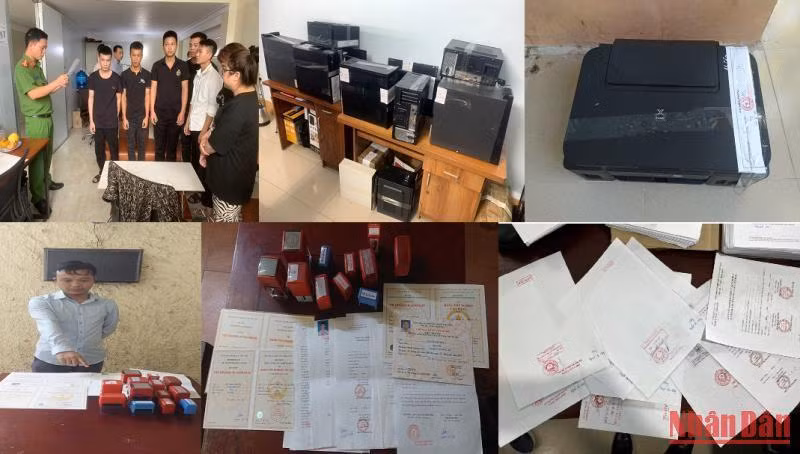 Tang vật và các đối tượng trong vụ án.