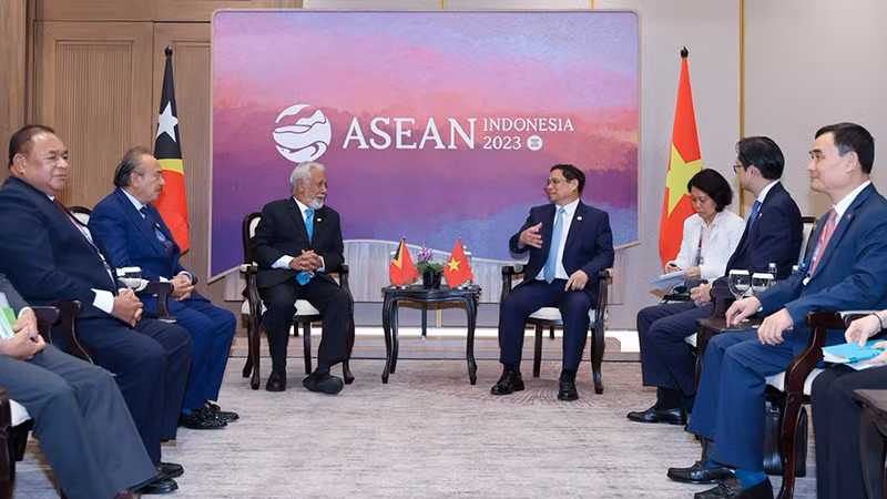 Thủ tướng Phạm Minh Chính gặp Thủ tướng Timor-Leste Xanana Gusmao.