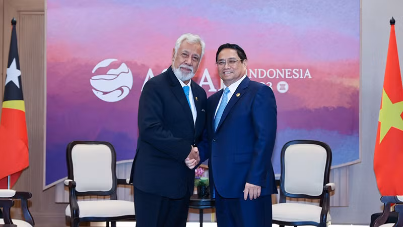 Thủ tướng Phạm Minh Chính gặp Thủ tướng Timor-Leste Xanana Gusmao.