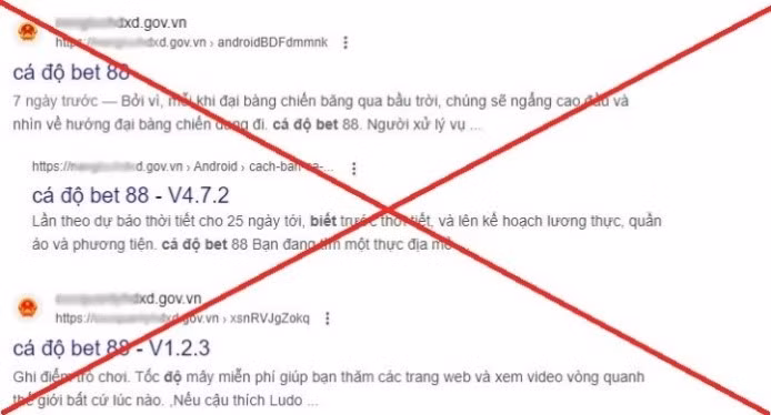 Hàng loạt website của cơ quan nhà nước có tên miền gov.vn bị bị chèn link quảng cáo cờ bạc.