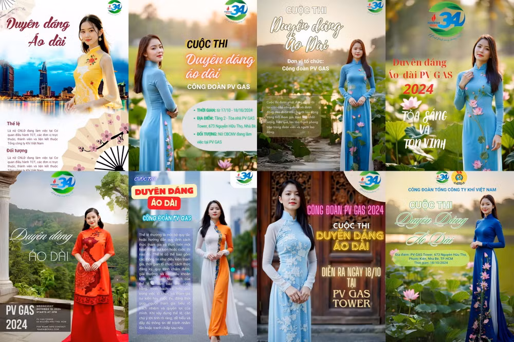 Một số mẫu poster truyền thông cho cuộc thi Duyên dáng Áo dài PV GAS được thực hiện ngay tại Khóa học. Một số mẫu poster truyền thông cho cuộc thi Duyên dáng Áo dài PV GAS được thực hiện ngay tại Khóa học.