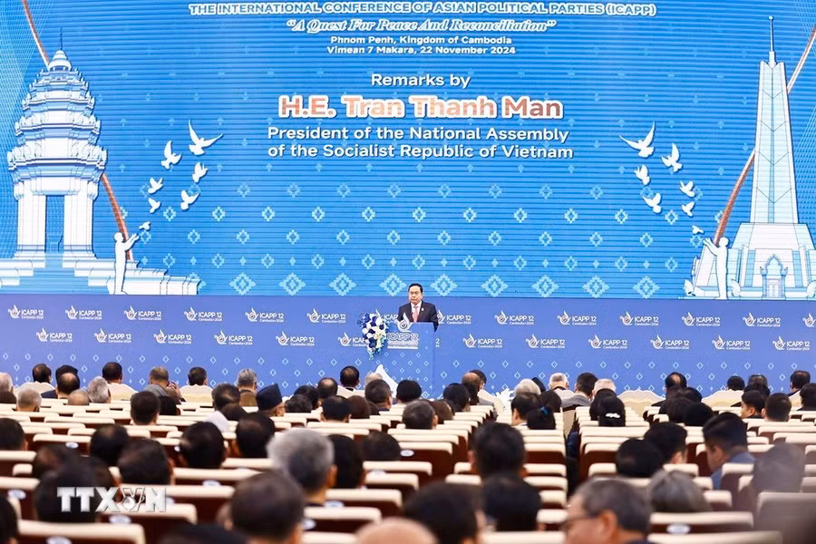 Chủ tịch Quốc hội Trần Thanh Mẫn phát biểu.