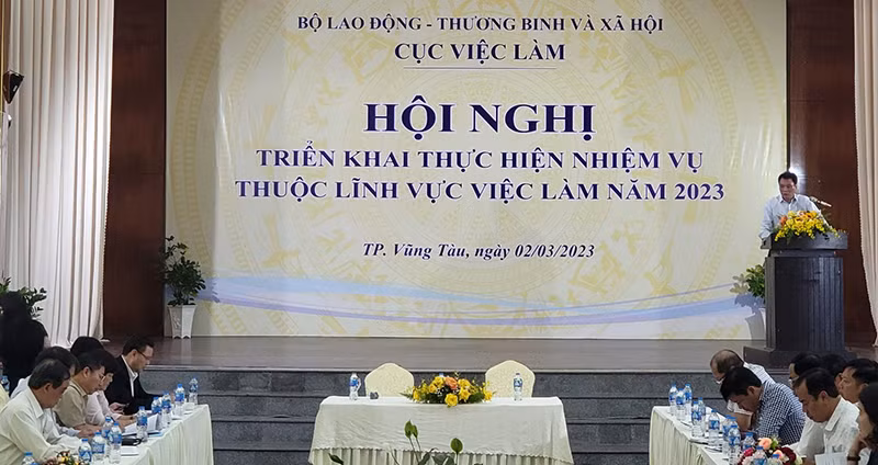Hội nghị triển khai thực hiện nhiệm vụ thuộc lĩnh vực việc làm năm 2023. (Ảnh: PV)