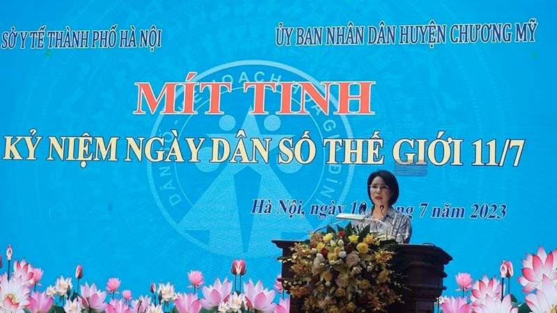 Giám đốc Sở Y tế Hà Nội phát biểu tại Lễ kỷ niệm Ngày Dân số thế giới 11/7.