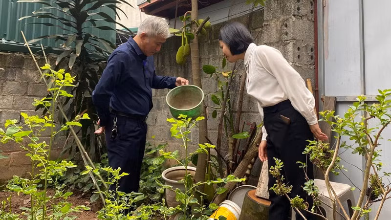 Cán bộ Trung tâm Kiểm soát bệnh tật thành phố Hà Nội kiểm tra công tác phòng, chống sốt xuất huyết tại các địa phương.