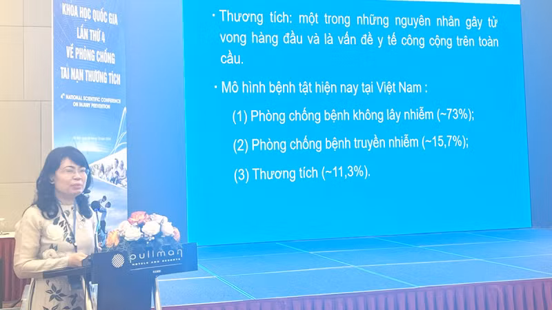 Cục trưởng Quản lý môi trường y tế Lương Mai Anh chia sẻ thông tin tại hội nghị.