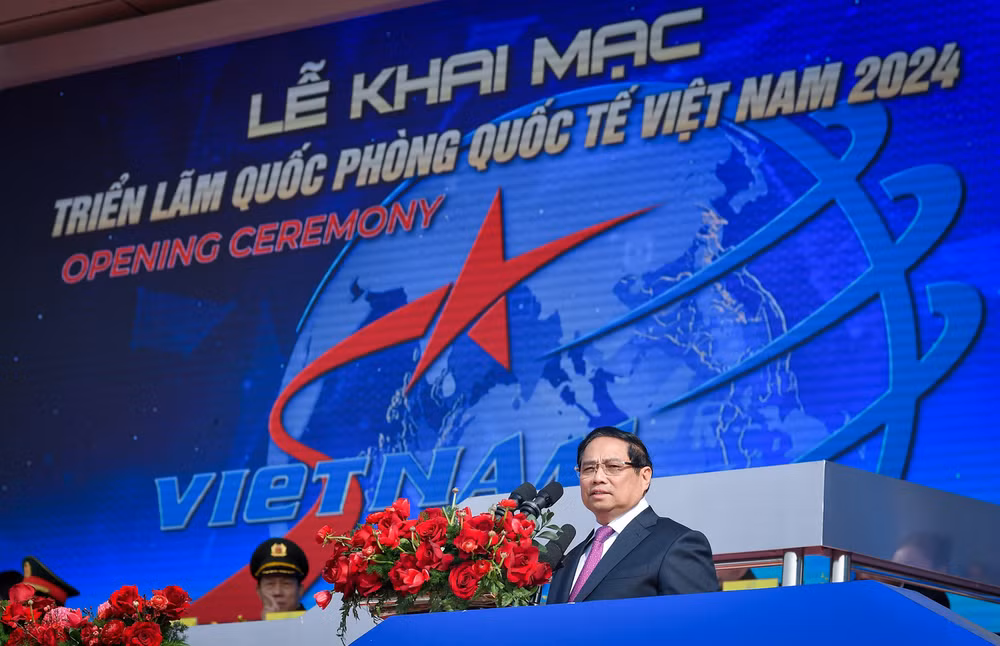 Thủ tướng Phạm Minh Chính phát biểu khai mạc Triển lãm. (Ảnh: THÀNH ĐẠT)