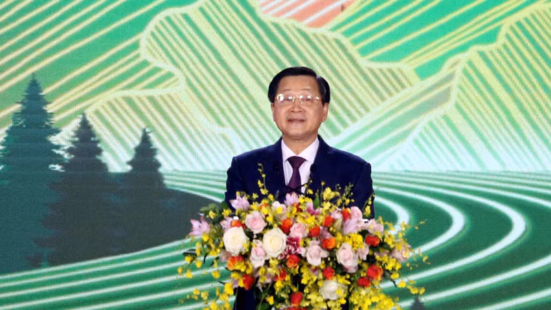 Phó Thủ tướng Lê Minh Khái phát biểu ý kiến tại lễ kỷ niệm 130 năm Đà Lạt hình thành và phát triển.