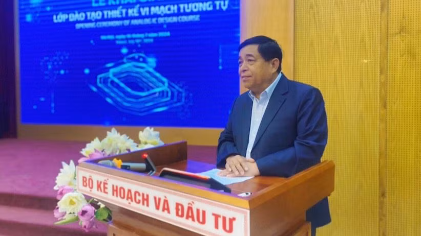 Bộ trưởng Kế hoạch và Đầu tư Nguyễn Chí Dũng phát biểu tại lễ ký Thoả thuận hợp tác giữa NIC và Tập đoàn Qorvo.