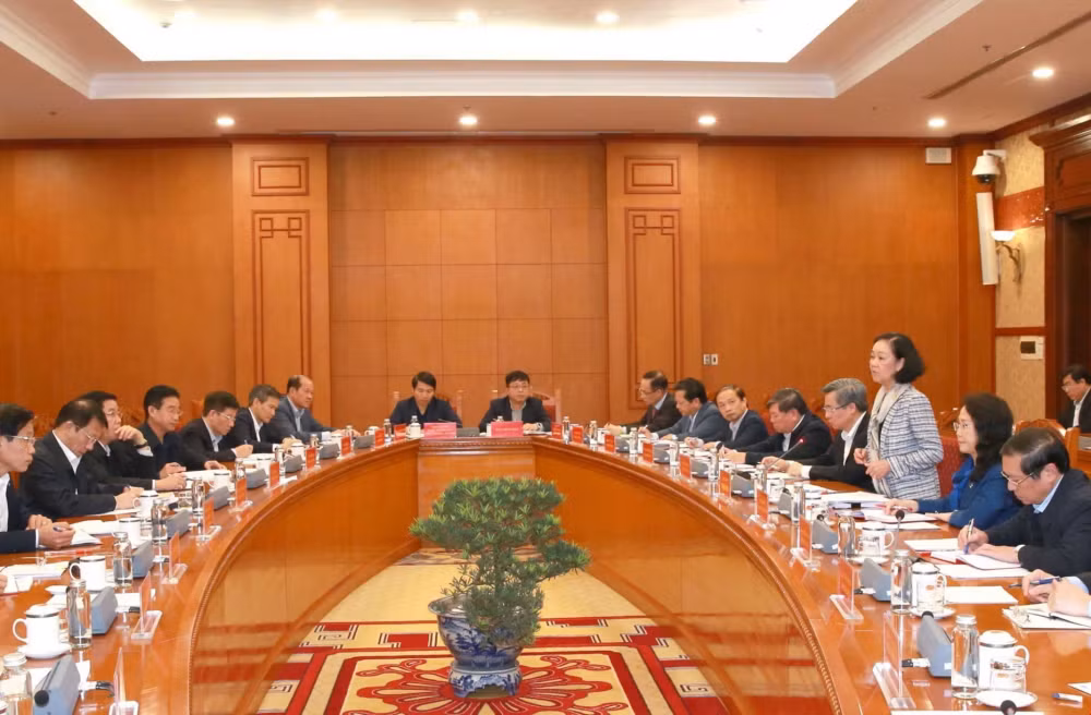 Đồng chí Trương Thị Mai phát biểu tại hội nghị. (Ảnh: TTXVN) Đồng chí Trương Thị Mai phát biểu tại hội nghị. (Ảnh: TTXVN)